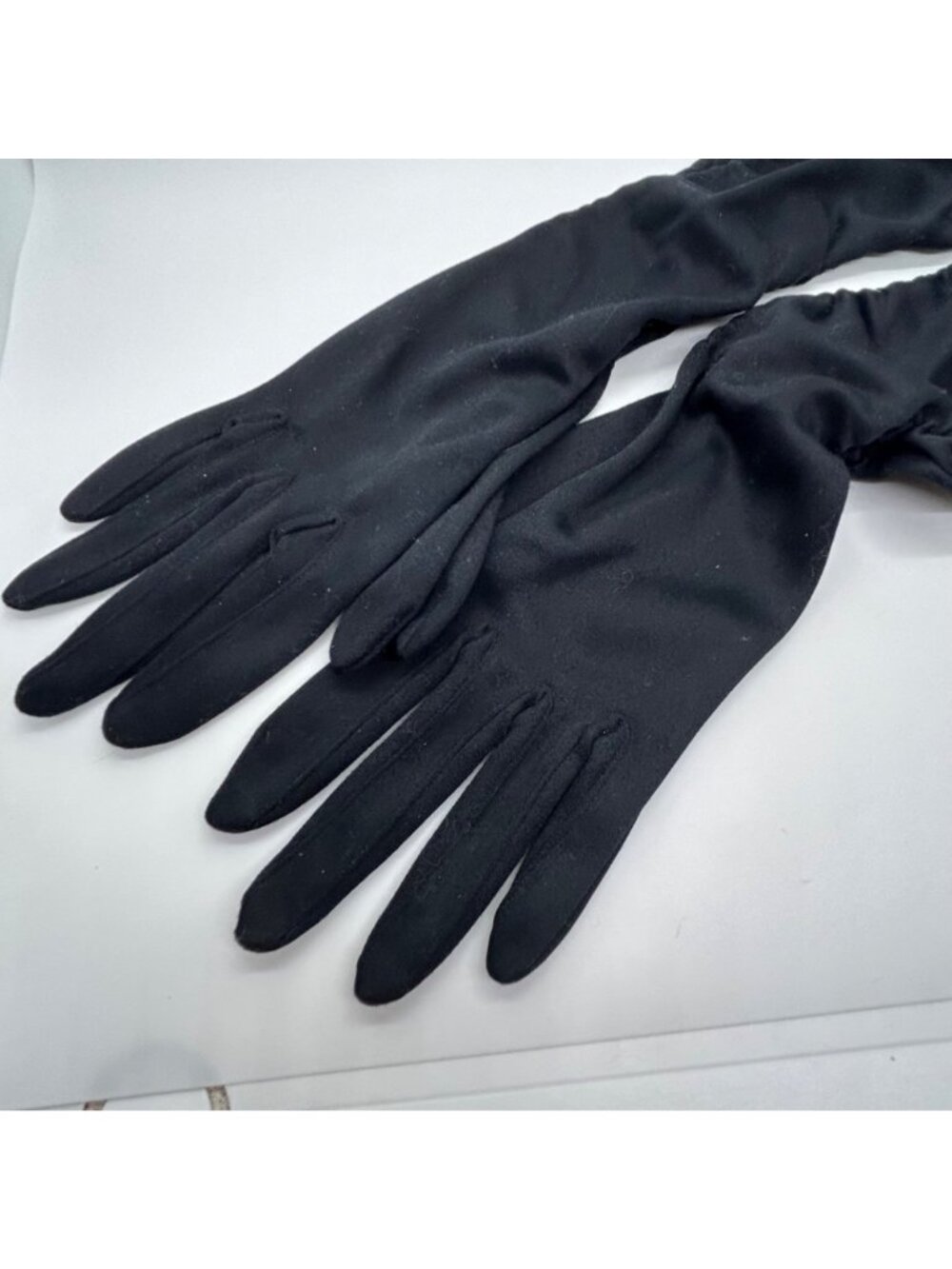 Vintage Black Opera Gloves Elbow Length Evening Wear Max Mayer West Germany SM - Picture 3 of 14